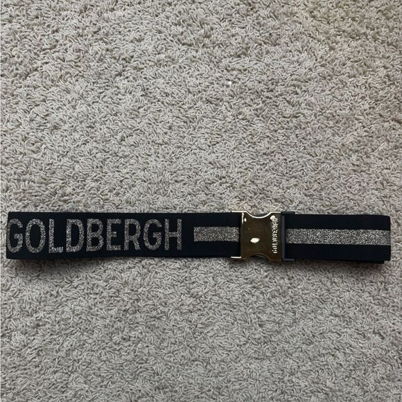 Goldbergh Ski Belt Logo Black and Gold Metallic for Ski Pants, Jacket, ski suit